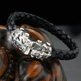 Silver Leather Bracelet BLADES CROSS Jointlock faceted 10