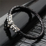 Silver-Leather Bracelet SPARKS Silver Jointlock for 6 mm