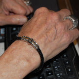 Silver-Leather Bracelet SPARKS Silver Jointlock for 6 mm