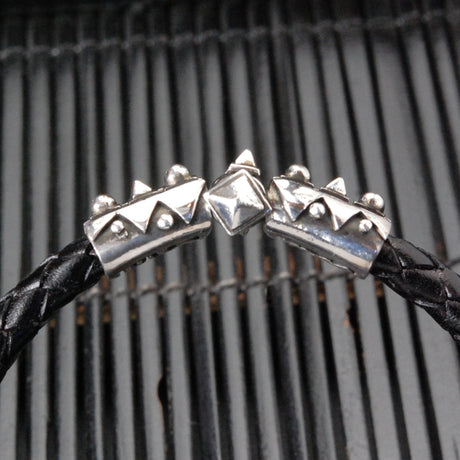 Silver-Leather Bracelet SPARKS Silver Jointlock for 6 mm