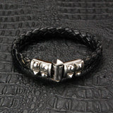 Silber-Lederarmband PYRAMIDES und DOMES Silber Jointlock für 10 mm