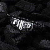 Silber-Lederarmband Silber-Gelenkschloss SKULL auf königlicher Oberfläche für 13-mm-Leder