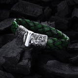 Silbernes Lederarmband GARDEN AT NIGHT, graviertes silbernes Gelenkschloss für 13 mm Leder