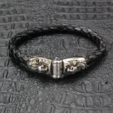 Silber-Lederarmband MAGIC PLANT mit SKULLS Silber-Jointlock für 7 mm Leder