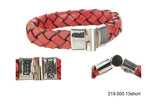 Silver Leather Bracelet Plain Jointlock 13short