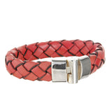 Silver Leather Bracelet Plain Jointlock 13short
