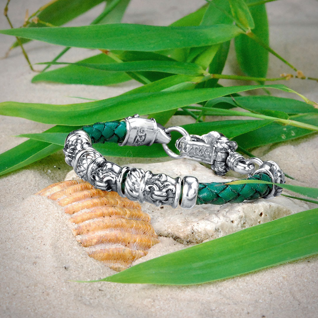 Silber-Lederarmband LILY Verschluss mit Lily Tubes für 6mm Leder