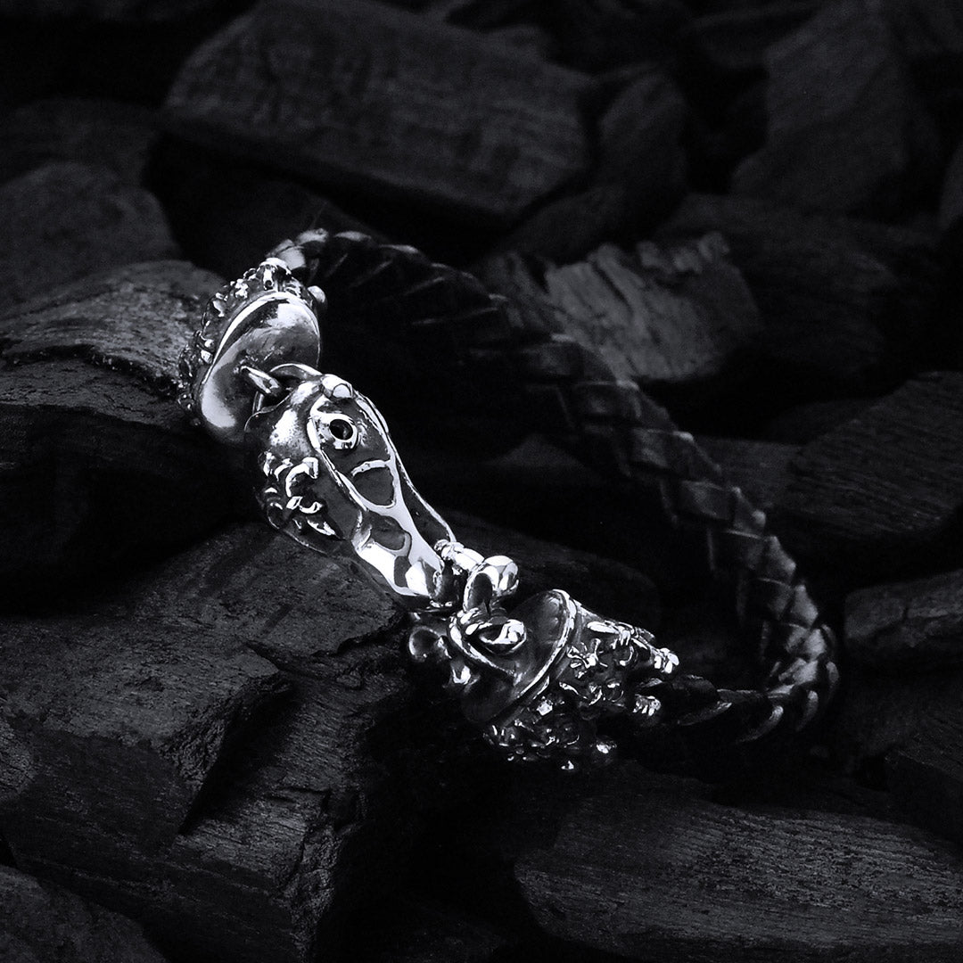 Silber-Lederarmband ADLERSCHÄDEL Silberner Verschluss S für 10mm Leder
