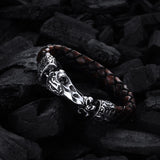 Silber-Lederarmband EAGLE SKULL M Verschluss für 13mm Leder