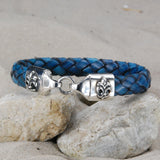 Silver-Leather Bracelet Plain with LILIES Hook and Loop for 13mm leather