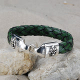 Silver-Leather Bracelet Plain with LILIES Hook and Loop for 13mm leather