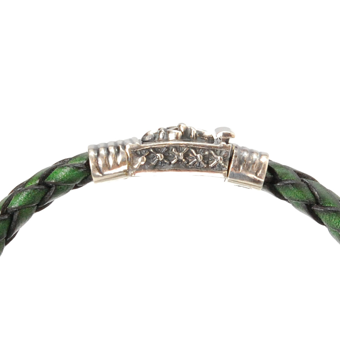 Silver-Leather Bracelet LILY Boxlock with MORNING STAR Sides for 10mm leather