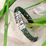Silver-Leather Bracelet LILY Faceted Boxlock with METEORITE for 10mm leather