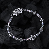 Silver Bracelet PEARLS and GREEK CROSSES with LILY and Lock