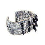 Silver Bracelet ROCKSTAR Croco Bangle 2row and 10 Horns