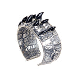 Silver Bracelet ROCKSTAR Croco Bangle 2row and 10 Horns