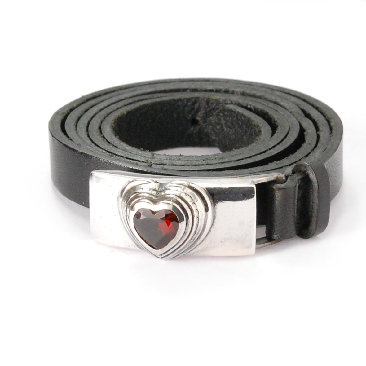 Silver Leather Bracelet Wrap ELFIN HEART with10mm Leatherband