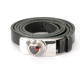 Silver Leather Bracelet Wrap ELFIN HEART with10mm Leatherband