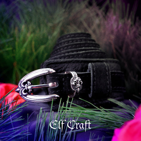 Silver Leather Bracelet Lily Buckle Tripple Wrap