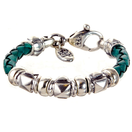 Silber-Lederarmband Fasspyramiden und Karabiner 6