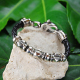Silber-Lederarmband Fasspyramiden und Karabiner 6