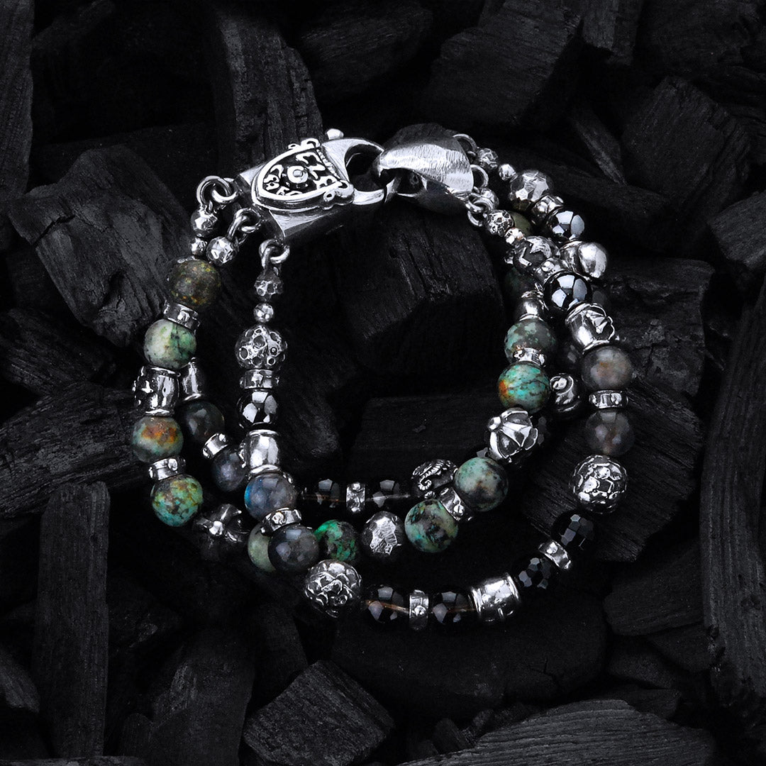 Silberarmband-PERLEN und Silberkugeln DRAGON FIRE SKULL LILY und KREUZE Kugeln