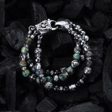 Silberarmband-PERLEN und Silberkugeln DRAGON FIRE SKULL LILY und KREUZE Kugeln