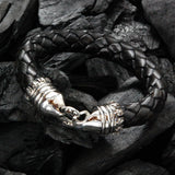 Silver Leather Bracelet LILIES CROWN 13