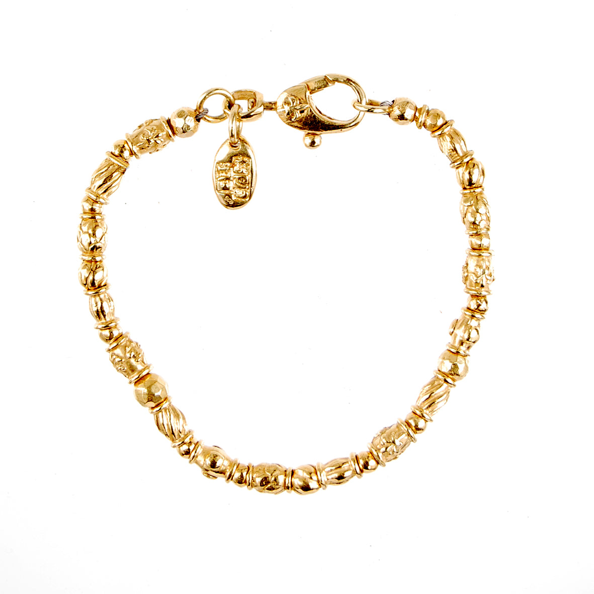 Armband Mini TUBES DECOR und Mini Balls 24 Karat vergoldet auf Silikonkautschuk