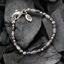 Silver Bracelet Mini TUBES DECOR and genuine PEARLS on Silicon Rubber