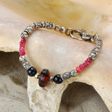 Silberarmband Elfenröhren mit GRANAT-FELSEN und RUBIEN
