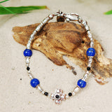 Silver Bracelet Tubes and PLAIN CROSS and Beads with Black Diamonds