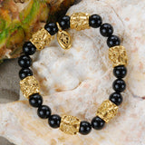 Silver Bracelet BEADS and LILY TUBES GOLD