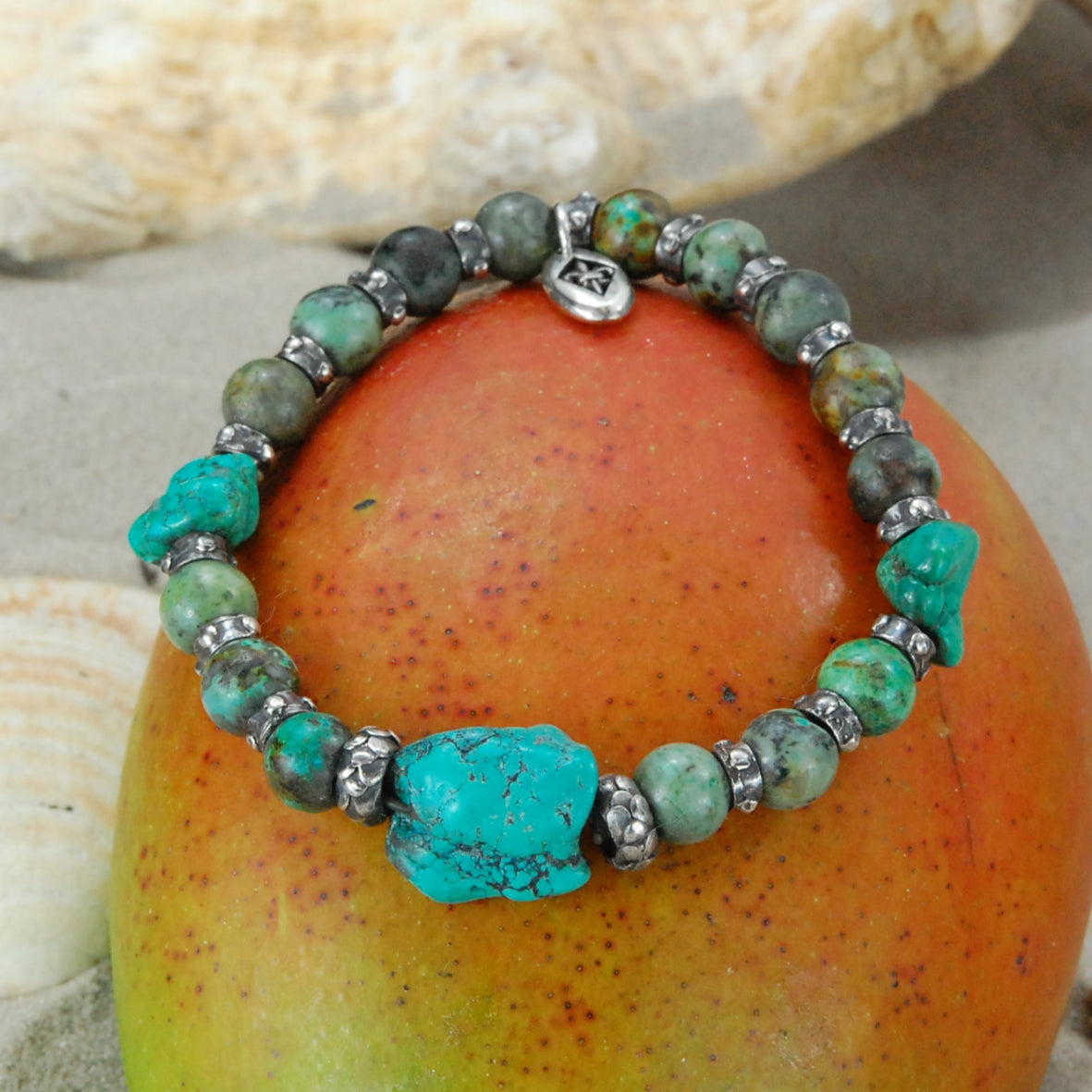 Silberarmband Steilperlen und STEIN Rocks mit Silberteilen