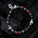 Armband aus Silber und Perlen mit FACETTIERTEN SILBERKUGELN auf Kautschuk