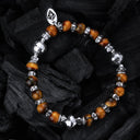 Armband aus Silber und Perlen mit FACETTIERTEN SILBERKUGELN auf Kautschuk