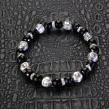 Square Silver Steps Cubes Bracelet with Beads or Pearls