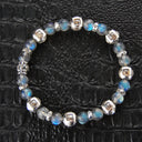 Square Silver Steps Cubes Bracelet with Beads or Pearls
