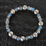 Square Silver Steps Cubes Bracelet with Beads or Pearls