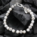 Silver Balls an Pearls Bracelet with small Rings