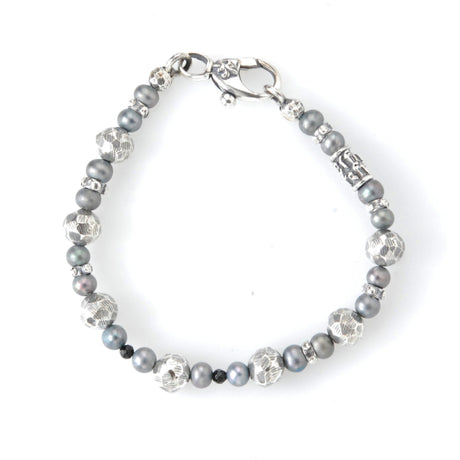 Silver Balls an Pearls Bracelet with small Rings