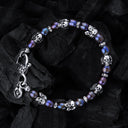 Silbernes Armband mit drei kleinen SCHÄDELN und schwarzen Steinperlen 8