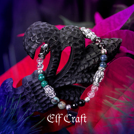 Silber Armband mit Steinperlen und silberne Lilienröhren