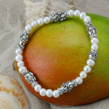 Silber Armband mit Steinperlen und silberne Lilienröhren
