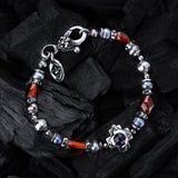Silver Bracelet Beads OCTAGON CROSS and STONE ROCKS and PEARLS