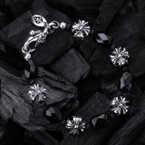 Silver Bracelet Beads MALTESER CROSSES and STONE ROCKS ROW