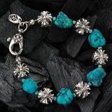 Silver Bracelet Beads MALTESER CROSSES and STONE ROCKS ROW