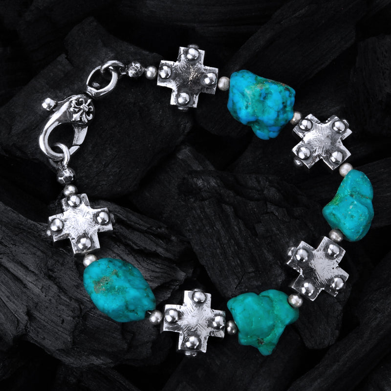 Silver Bracelet PLAIN CROSSES and STONE ROCKS