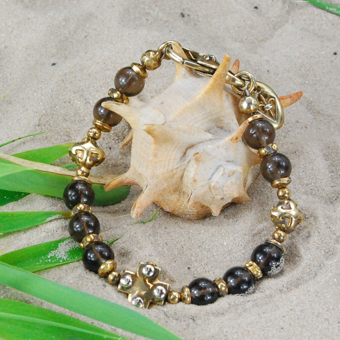 Silver Bracelet Beads and PLAIN CROSS with BLADES CROSS balls Gold plated
