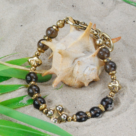 Silver Bracelet Beads and PLAIN CROSS with BLADES CROSS balls Gold plated